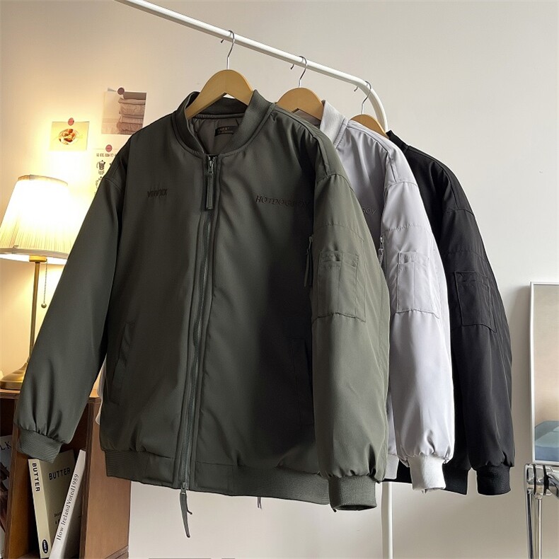 加绒加厚冬男棒球立领棉衣字母刺绣工装口袋拉链棉袄MY117P80,男装棉衣,星座1013-1
