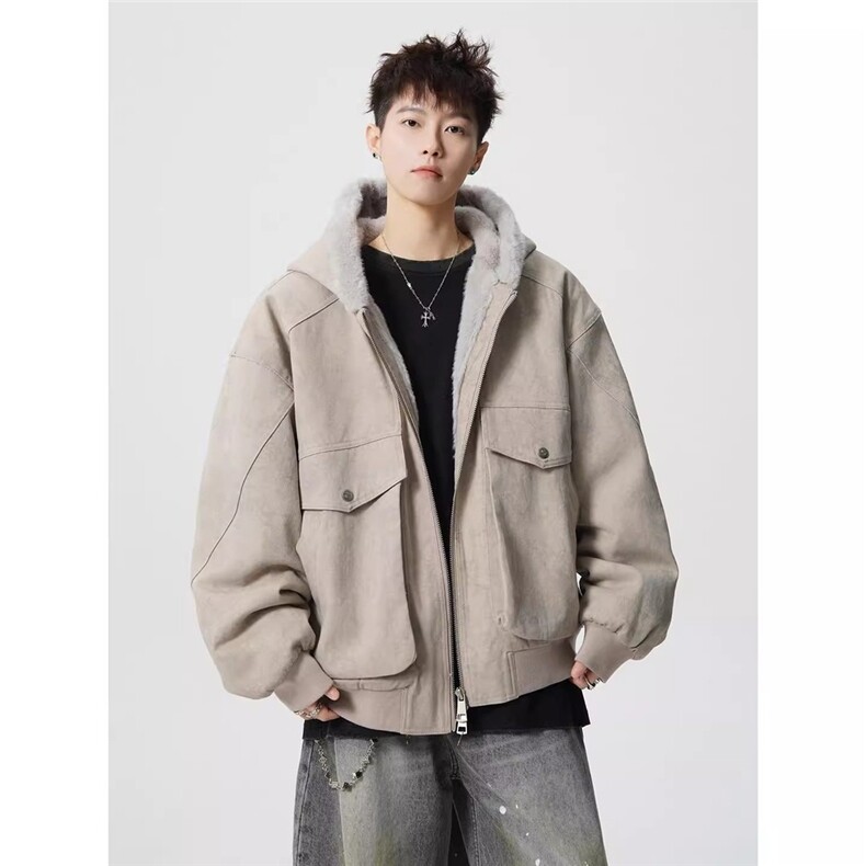W10853-P135网图现货座山雕大理石连帽棉服冬季保暖棉衣外套,男装棉衣,星座1608