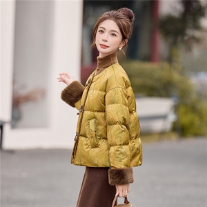 现货2025冬装时尚新中式羽绒服保暖风外套修身显瘦小个子百搭图片