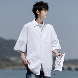 8XL-M亚麻短袖衬衫男夏薄款宽松休闲百搭大码半袖衬衣DC28002P50图片
