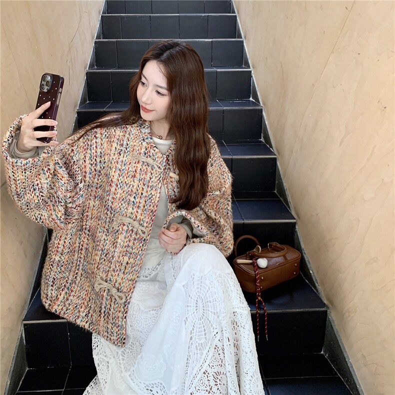 新款小香风彩色编织外套5882-P165K238,女装短外套,2C332