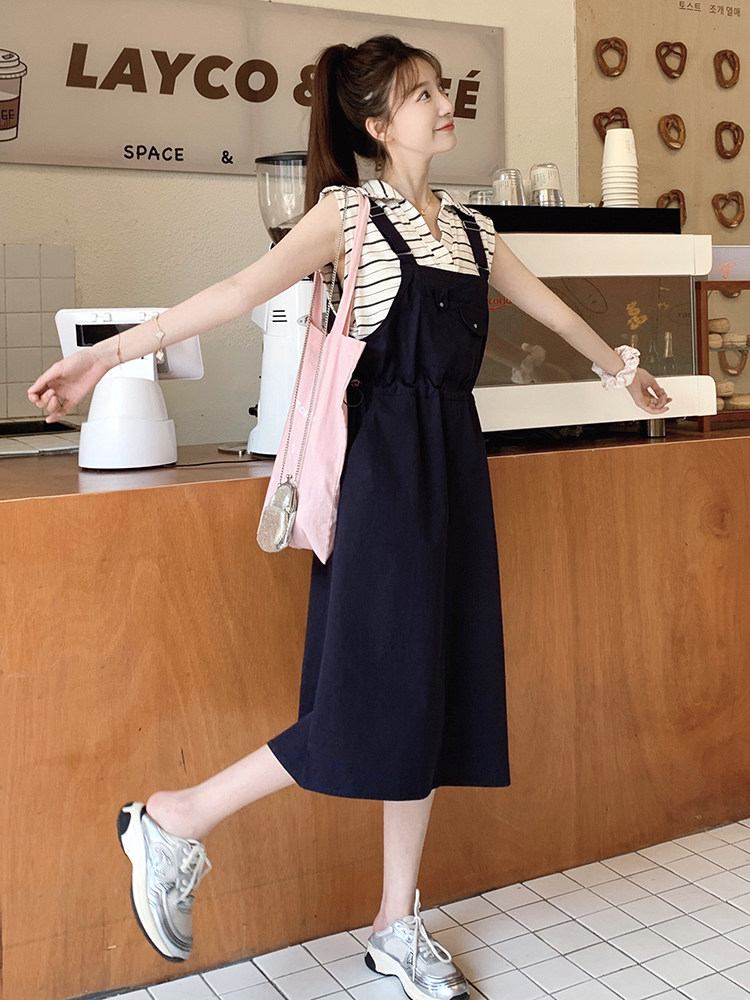 日系减龄学院风背带连衣裙女2025夏季新款韩版收腰显瘦盐系长裙子,女装连衣裙,浙宝192（原082）