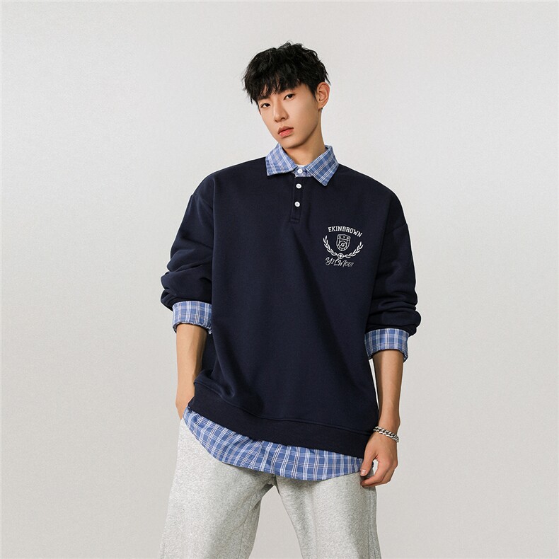 假两件大码M-5XL卫衣表面100%棉底部100%聚酯纤维78074P59控88,男装卫衣,星座226-1