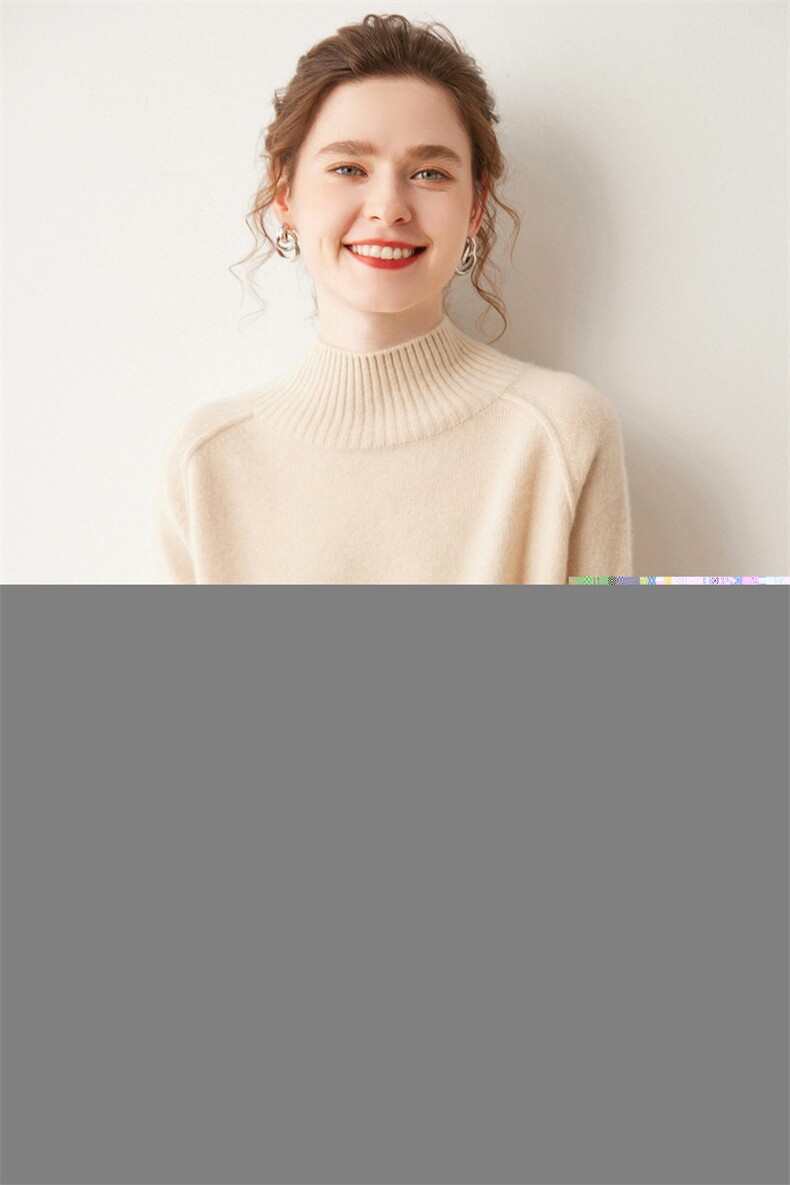 纯色套头长袖单件2024年秋季简约通勤35%羊绒衫,女装羊绒衫,艾巧羊绒