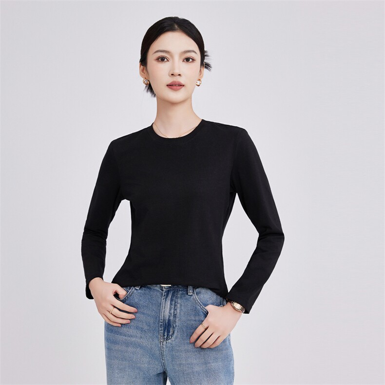 2025年秋季新款精爽女士棉短袖时尚休闲通勤百搭,女装T恤,硕诚羊绒