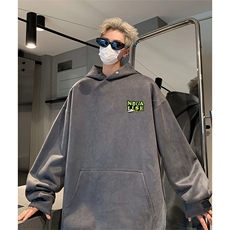 抖音得物供货提供视频秋冬重磅美式麂皮绒连帽卫衣JLM41，男装卫衣，电商A486