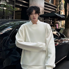 亲肤舒适设计高街痞帅潮男打底衫长袖垫肩小众机车卫衣T恤P50，男装T恤，电商B319
