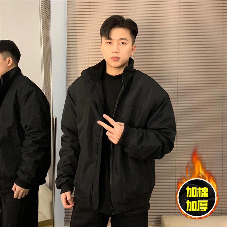 现货秋冬季美拉德立领飞行立领夹克boxy廓形棉衣高街加厚加棉外套，男装夹克，电商A443