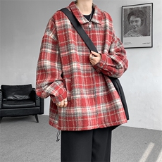 JK8881-P70控108专业得物二开秋季磨毛格子呢料夹克外套，男装夹克，电商A058-1（原电商C417）