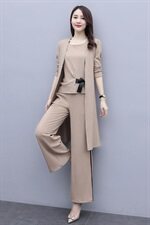 优雅女士春秋季纯色时尚百搭潮流三件套显瘦修身气质套装，女装套装/套裙，贵人树