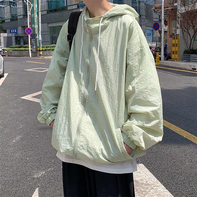 F3043/P45夏季防晒衣连帽纯色薄款外套夹克情侣男女中性风防晒服，男装夹克，电商A141