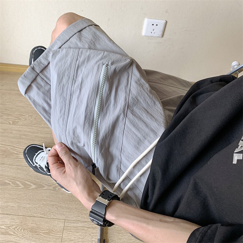 DK207P40港风纳米皱工装运动冰丝休闲裤高街五分裤宽松,男装牛仔裤,星座1204-3