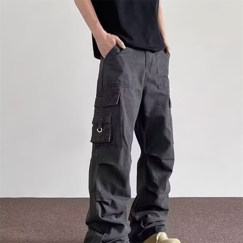 美式复古工装裤男女高街褶皱多口袋水洗做旧休闲裤子FX933-P65,男装工装外套,星座1001-1