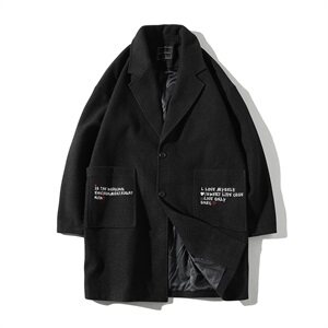 【】A003-HF010-P50冬装新款中长款口袋翻领大衣 蒙马特1图片