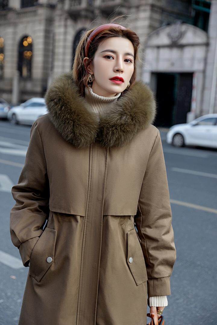 风衣版狐狸毛派克服美，女装风衣，贻思茗