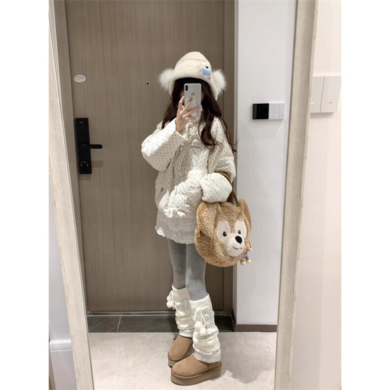 波点毛领羽绒棉服外套女冬小个子灯芯绒棉衣保暖加厚短款面包服,男装棉衣,星座1210-1