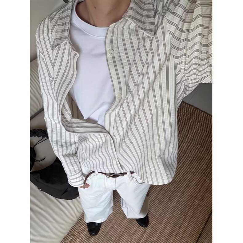 JY278-P40老钱风晕染飘带衬衫春季小众上衣独特超好看衬衣网图,男装衬衫,星座1501-3