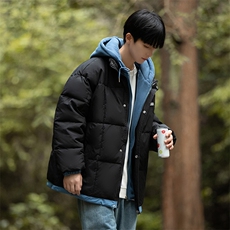 连帽假两件男式棉衣加厚冬季棉服格子棉袄潮流款A266-WMY2311-P75，男装棉衣，电商A266
