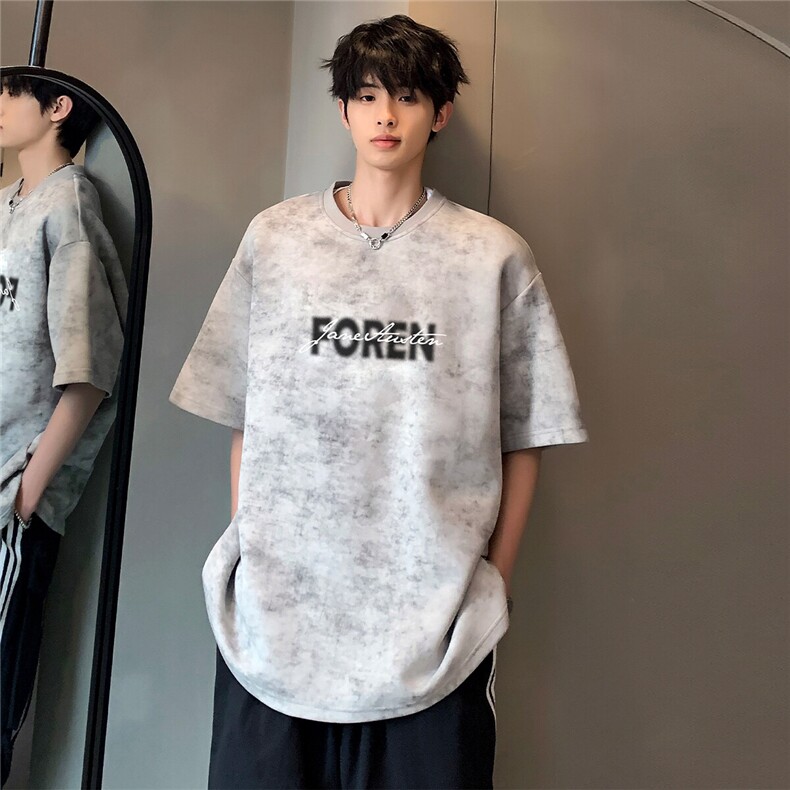 2025时尚潮牌cleanfit夏季日常短袖上衣T恤百搭吊染T122-P25图片
