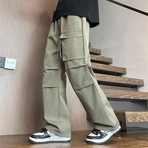 春夏季新款美式休闲工装裤男潮流宽松直筒拖地阔腿裤子KZ001-P35