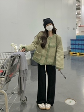 流苏绿色小香风羽绒服外套女秋冬2025新款高级感赫本风气质加厚，女装羽绒服，艾米莉亚