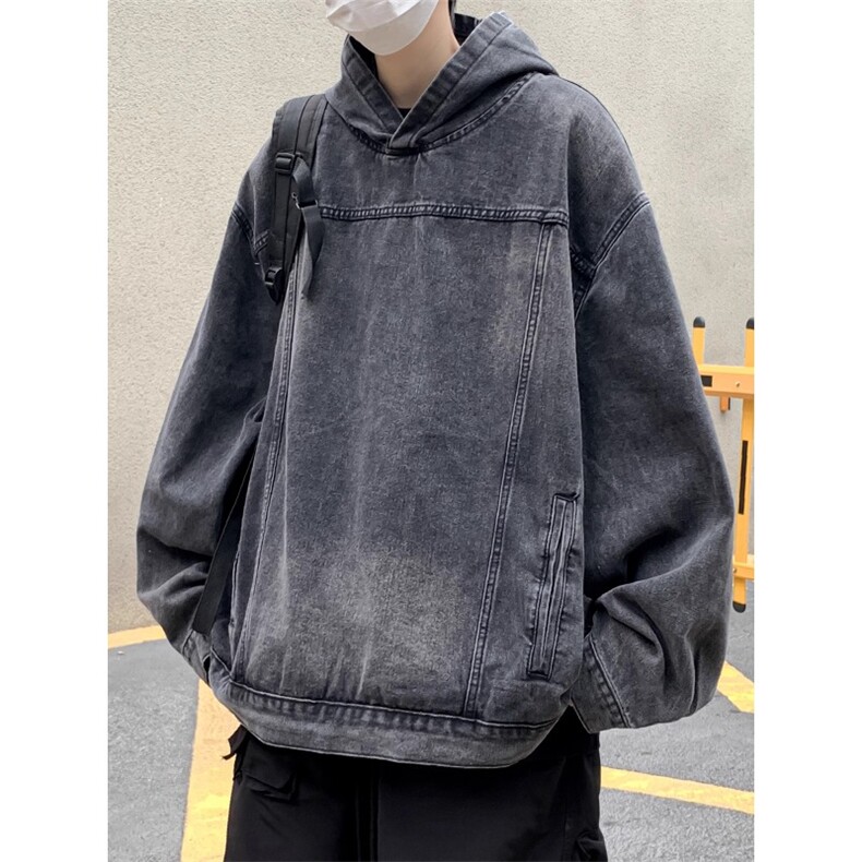 JK8605-P56水洗做旧连帽牛仔卫衣,男装卫衣,电商B323A