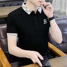 72908-P40翻领POLO男短袖T恤夏季潮牌休闲修身半袖衬衫领英伦，男装T恤，电商D310B-1