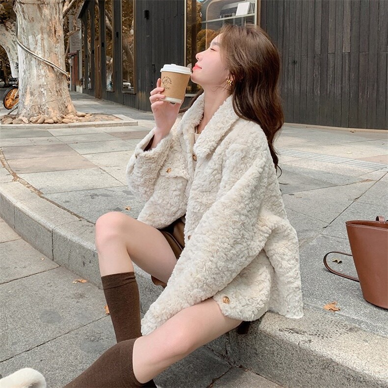 【现货】宽松版羊羔毛外套2253-P185-268，女装皮草，浙宝189