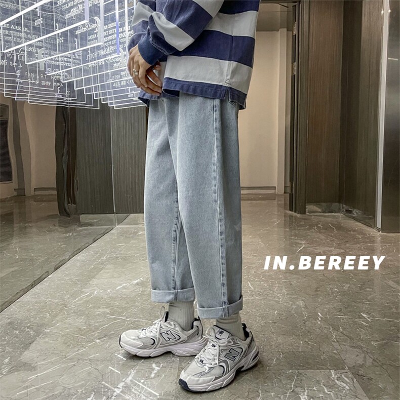 春夏新品直筒牛仔裤男潮流韩版简约百搭阔腿裤A080-9261-P35，男装牛仔裤，电商A080