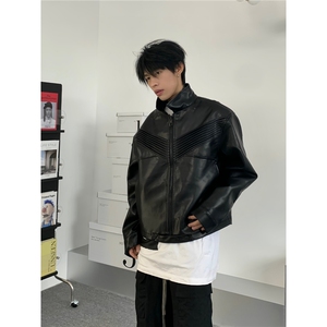 W548-P80 2025秋季新品机车皮衣外套美式男女百搭宽松夹克ins潮服图片