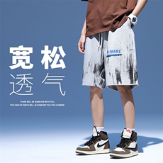 DD6449P32无影墙蓝光夏情侣宽松五分裤时尚青少年学生运动裤INS，男装休闲裤，星座510A-1