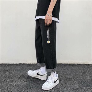 牛仔裤男直筒宽松潮流百搭ins潮牌港风九分学生裤子kz962-p33，男装牛仔裤，星座1008-1