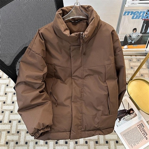 现货美式高街休闲夹克冬季立领纯色三防户外工装加厚棉服外套图片