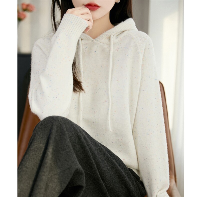 2025年秋季时尚百搭通勤简约休闲帽衫，女装针织衫/毛衣，源达羊绒