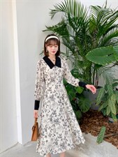 时尚优雅时尚气质百搭韩版潮流修身连衣裙，女装连衣裙，荷塘月色