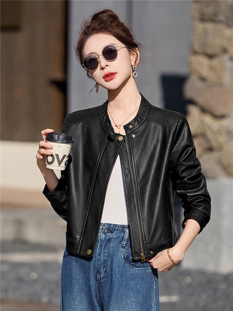2026年春季新款现货时尚潮流高品质皮衣小外套机车服女装,女装皮衣,臻衣坊