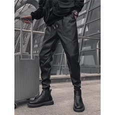 1506/QK66140/P54设计感皮裤骑行裤配马丁靴的裤子保暖加绒休闲裤，男装皮裤，星座1506