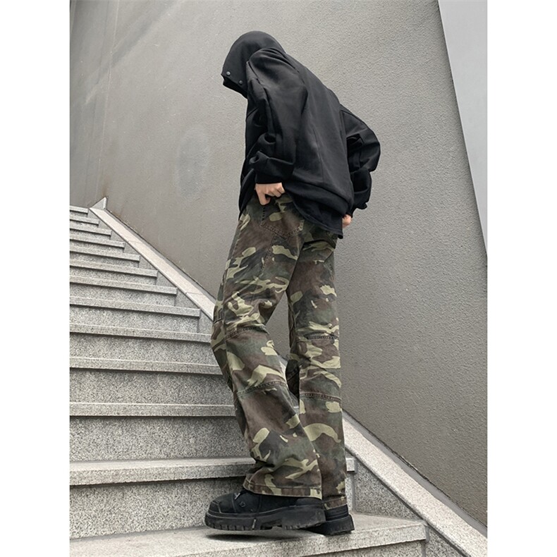 B221美式ins高街暗黑拉链休闲迷彩牛仔裤LK24156-P65控88,男装牛仔裤,电商B221