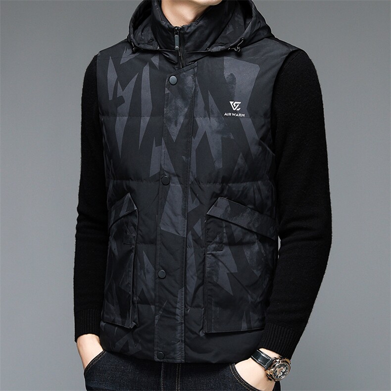 羽绒马甲男冬季2023新款中年爸爸装休闲灰鸭绒背心厚款保暖外套，男装背心/马甲，电商B212（原钱塘6029）