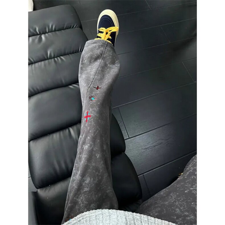 刺绣阔腿休闲裤2026春季女装梨形身材显瘦宽松拖地裤KC341,男装休闲裤,星座1116A（原606A-3）