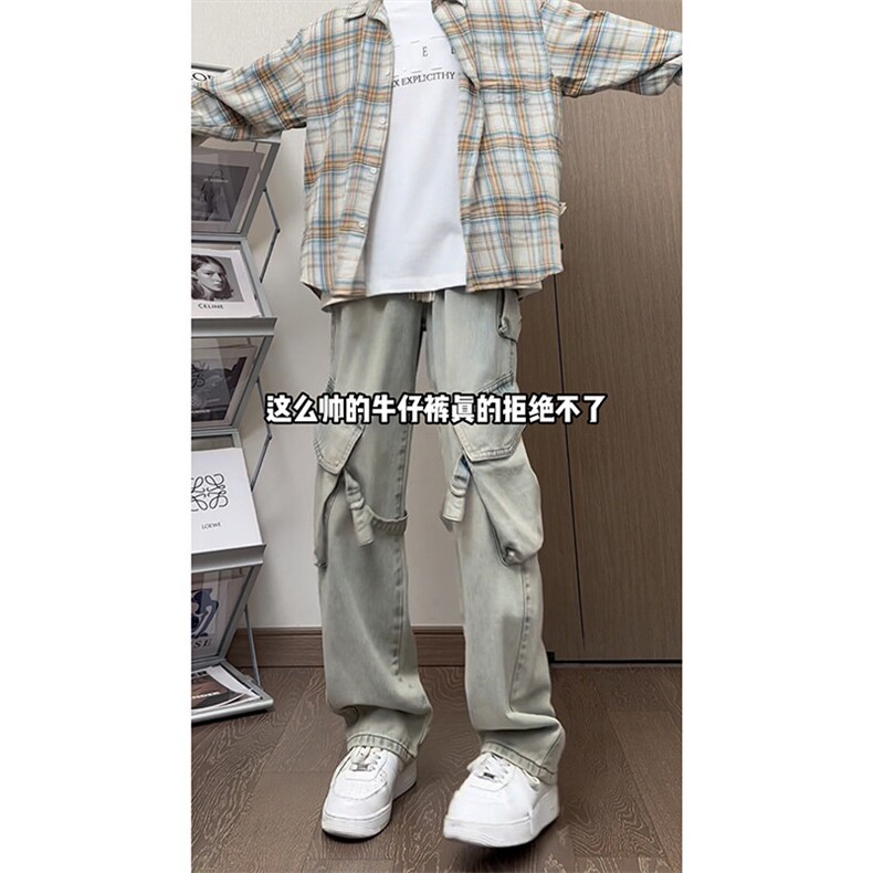 经典百搭高腰休闲潮牌牛仔裤简约直筒复古时尚长裤K431P65控89,男装牛仔裤,电商A102B