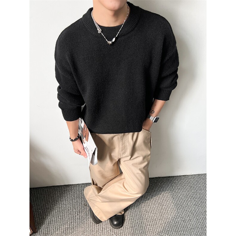 复古圆领毛衣男秋冬百搭长袖内搭休闲慵懒套头针织衫MY0587-P60,男装针织衫/毛衣,星座308B-2