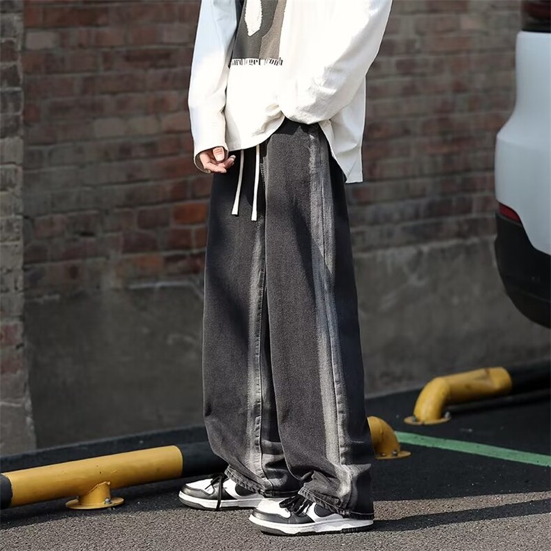 扎染牛仔裤男秋季直筒宽松高街vibe美式街头裤子潮牌复古7168-p45，男装牛仔裤，星座1008