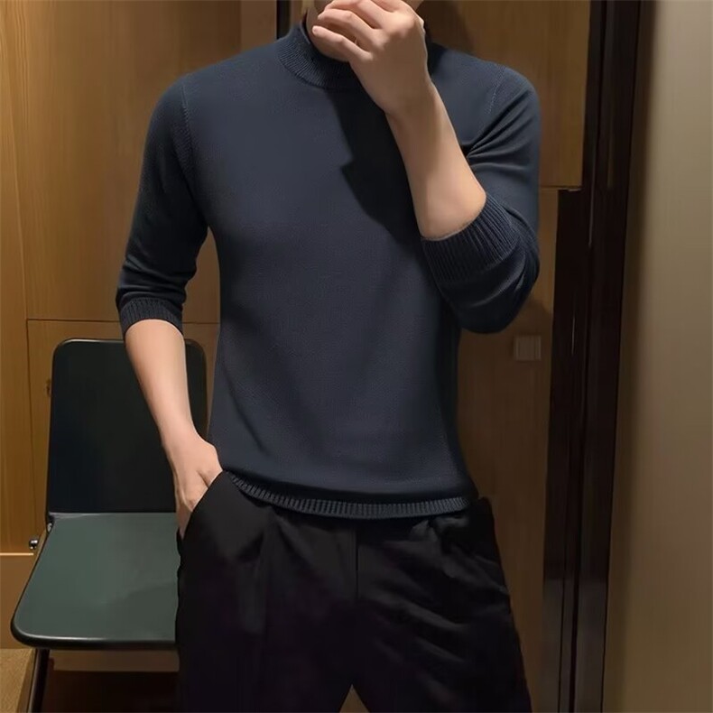 休闲常规秋季纯色宽松型半高领毛衣男秋冬内搭针织衫青少年MY888,男装针织衫/毛衣,星座208-5