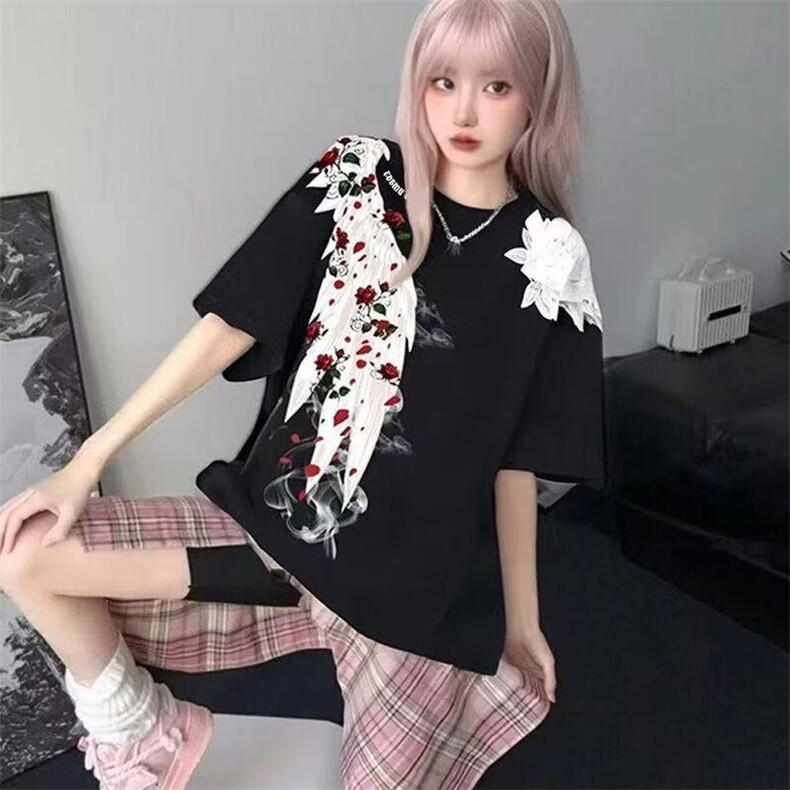 潮ins短袖潮牌t恤男宽松嘻哈欧美街头潮流五分情侣半截袖上衣潮,男装T恤,星座506A