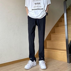 夏季冰丝坠感显高显瘦休闲裤男美式高街潮流长裤子K2004/P36，男装休闲裤，电商D202-1