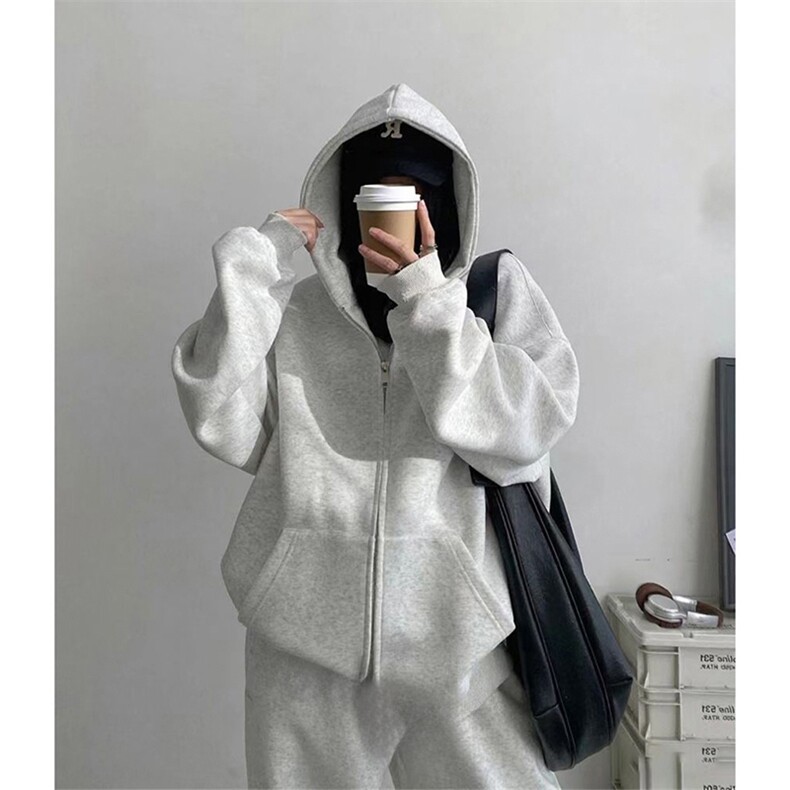 抖音得物二开秋冬美式高街重磅结构高领拉链连帽卫衣外套W93,男装卫衣,电商A486