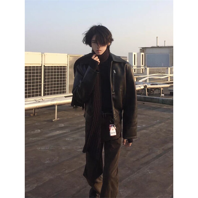 美式复古短款拉链皮衣外套cleanfit飞行员机车夹克男JK9805-P90,男装夹克,星座1004-3