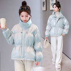 羽绒服冬季女2024年新款泡芙感立领时尚宽松显瘦白鸭绒面包服，女装羽绒服，卡杰菲
