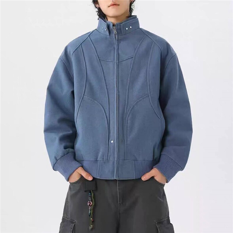 工装立领夹克 重磅水洗帆布男外套面料  棉310A-4-B974-P97图片